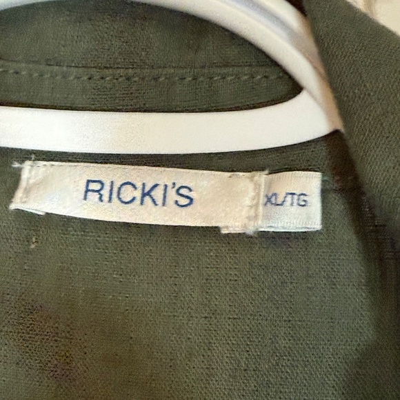 Khaki Linen-Rayon Blend Button-up Cinch Waist Jacket GUC - Picture 3 of 9